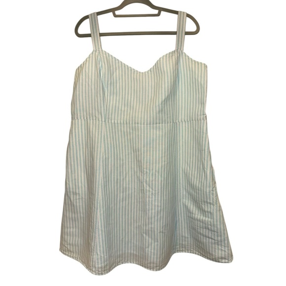 Gap Blue Striped Linen Sundress Fit & Flare Womens Sz 20 Preppy Summer Nautical - Picture 4 of 10